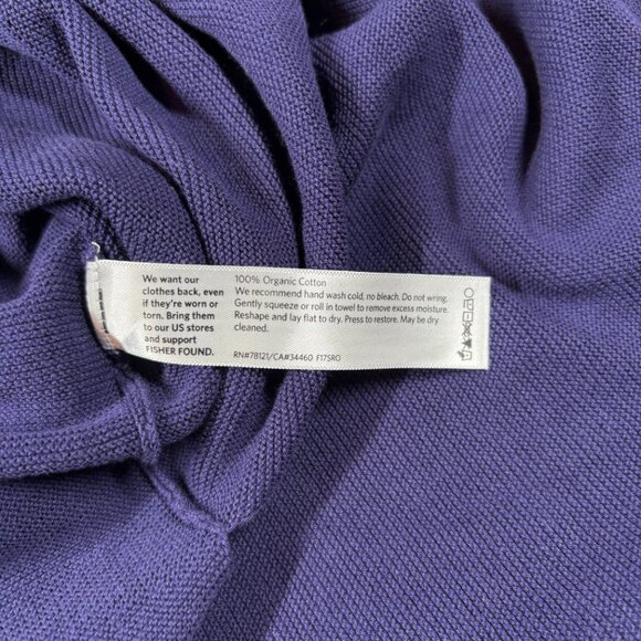 Eileen Fisher Petite Organic Cotton V-Neck Sweater Tunic Blue – PP - Picture 6 of 6